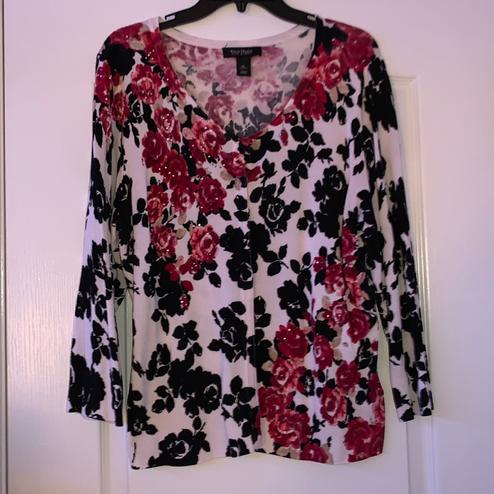 Pink and black flowered top